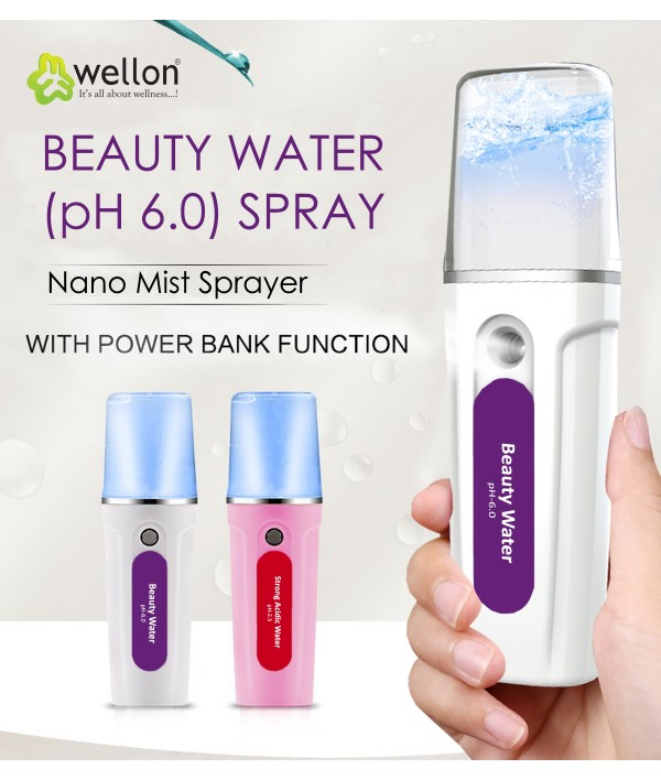 Wellon Nano Acidic Sprayer, Nano Moisturizer, Water Tank 20 ml, As Mobile Energy Charge